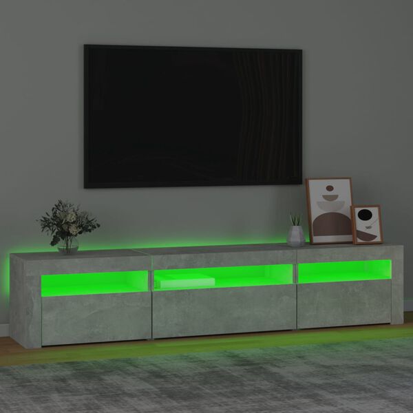vidaXL TV Cabinet with LED Lights Concrete Grey 195x35x40 cm