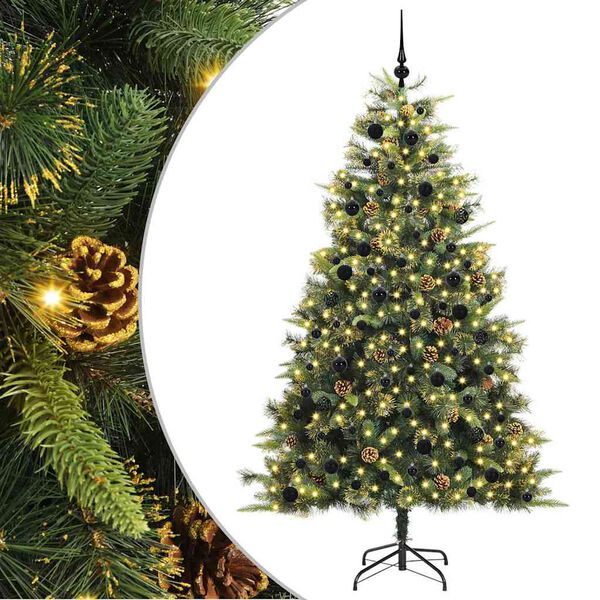 vidaXL Artificial Hinged Christmas Tree with Cones Green 240 cm
