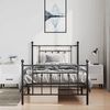 vidaXL Metal Bed Frame without Mattress with Footboard Black 100x190cm