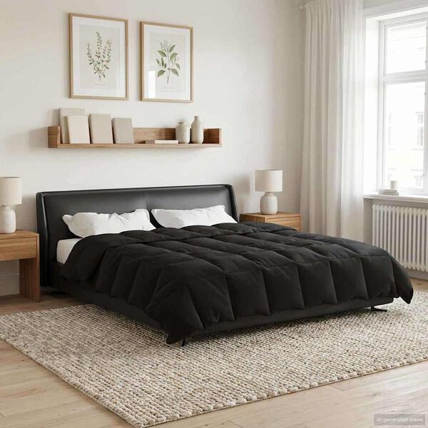 vidaXL Full Year Duvet Quilted Black 220 x 240 cm Microfiber