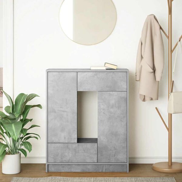vidaXL Sideboard with Drawers and Doors Concrete Grey 73x31x90 cm