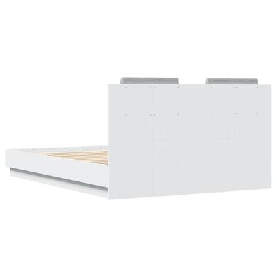 vidaXL Bed Frame with Headboard and LED Lights White 140x190 cm