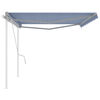 vidaXL Manual Retractable Awning with Posts 5x3.5 m Blue and White