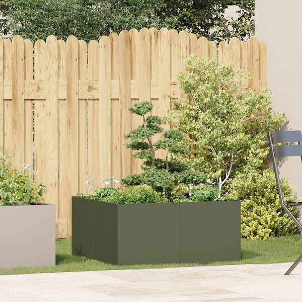 vidaXL Planter Olive Green 80x80x40 cm Cold-rolled Steel