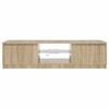 vidaXL TV Cabinet with LED Lights Smoked Oak 140x40x36 cm
