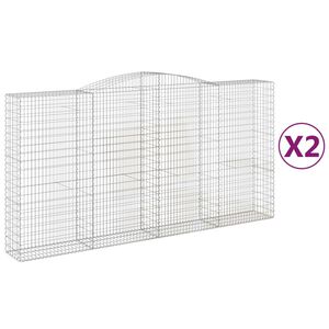 vidaXL Arched Gabion Baskets 2 pcs 400x50x200/220 cm Galvanised Iron
