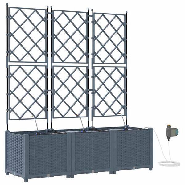 vidaXL Garden Planter 3 pcs LiGht Grey Steel