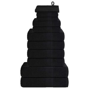 vidaXL 12 Piece Towel Set "FROGN" Black 360 gsm