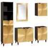 vidaXL Bathroom Cabinet Set 5 pcs Black and Gold Solid Mango Wood