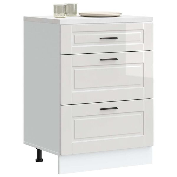 vidaXL Kitchen Base Cabinet "Porto" High Gloss White Engineered Wood