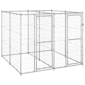 vidaXL Outdoor Dog Kennel Galvanised Steel 4.84 m&sup2;
