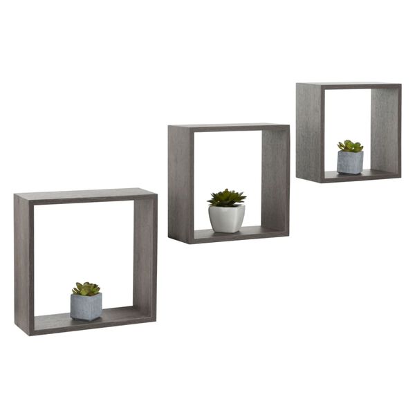 Practo Home Wall Racks 3 pcs Wood Anthracite
