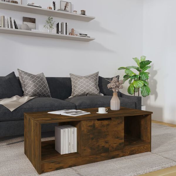 vidaXL Coffee Table Smoked Oak 102x50x36 cm Engineered Wood