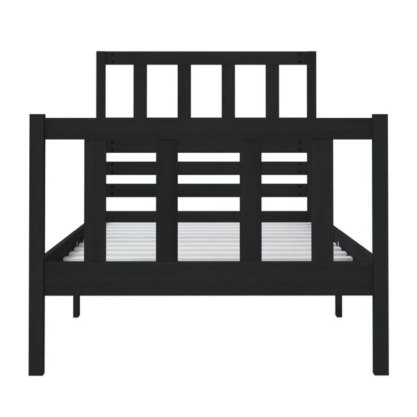 vidaXL Bed Frame without Mattress Black Small Single Solid Wood