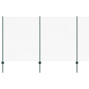 vidaXL Chainlink Fence with Post 25 x 1.4 m PVC-Coated Steel Green