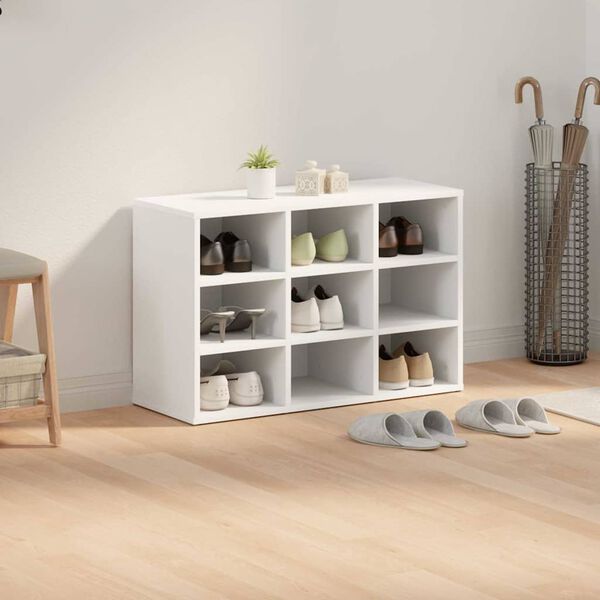 vidaXL Shoe Cabinet with Shelf White 77.5 x 30 x 51 cm Engineered Wood