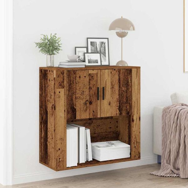 vidaXL Wall Cabinet with Door Old Wood 80 x 33 x 80 cm Engineered Wood