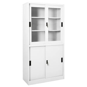 vidaXL Office Cabinet with Sliding Door White 90x40x180 cm Steel