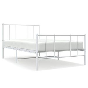 vidaXL Metal Bed Frame without Mattress with Footboard White 75x190cm