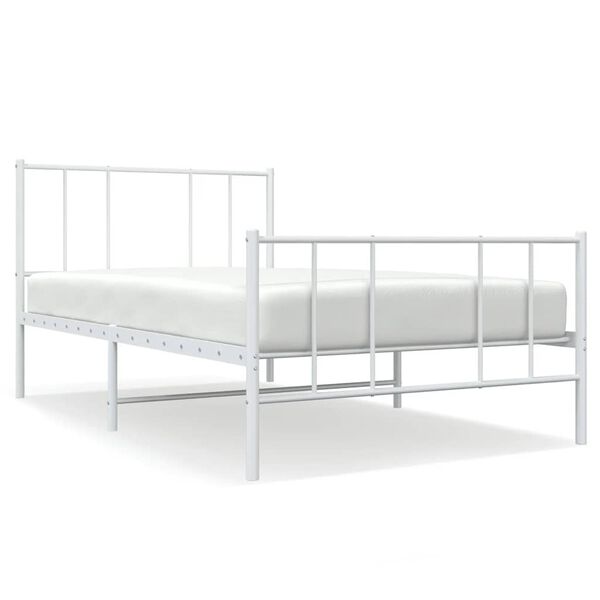 vidaXL Metal Bed Frame without Mattress with Footboard White 75x190cm