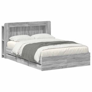 vidaXL Bed Frame with Storage and Headboard Grey Sonoma 160 x 200 cm