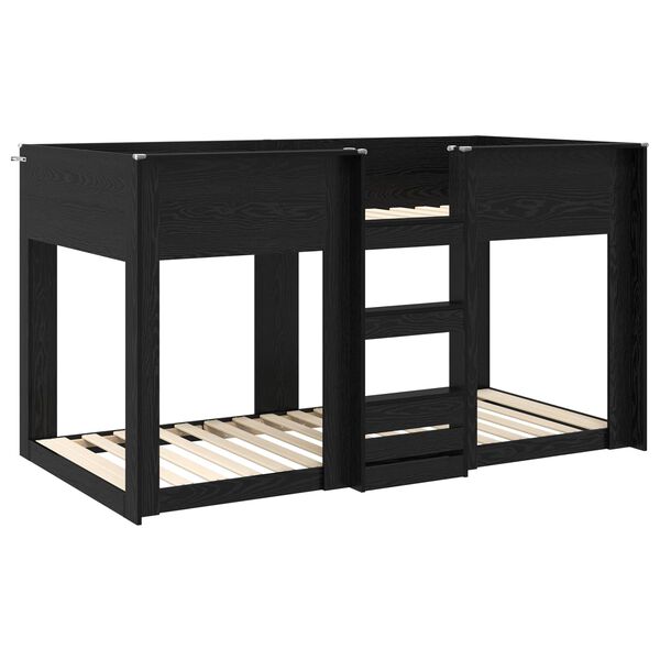 vidaXL Bunk Bed for Kids Black Oak 75 x 190 cm Engineered Wood