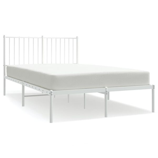 vidaXL Metal Bed Frame without Mattress with Headboard White 120x200cm