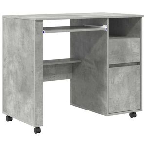 vidaXL Desk with Wheels Concrete Grey Engineered Wood 91 x 50 x 77 cm