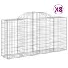 vidaXL Arched Gabion Baskets 8 pcs 200x50x100/120 cm Galvanised Iron