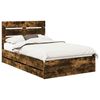 vidaXL Bed Frame with Drawer Smoked Oak 120 x 200 cm Engineer Wood