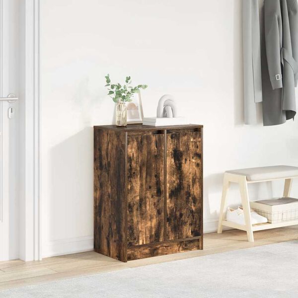 vidaXL Shoe Cabinet Smoked Oak 57x34x76 cm Engineered Wood