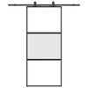 vidaXL Sliding Door with Hardware Set Black 90x205 cm Tempered Glass