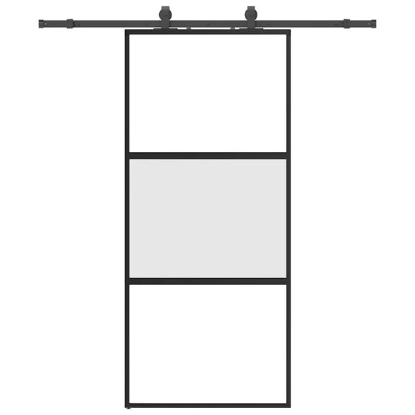vidaXL Sliding Door with Hardware Set Black 90x205 cm Tempered Glass