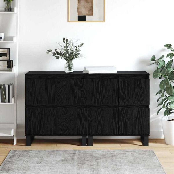 vidaXL Sideboard 2 pcs Black Oak 60 x 35 x 70 cm