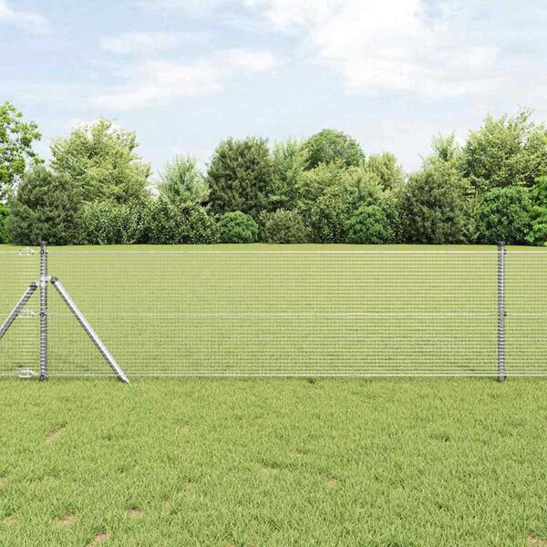 vidaXL Fence Post Silver 25 x 0.5 m (16 x 16 mm mesh) Steel