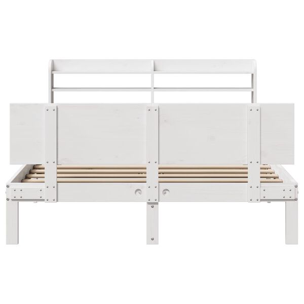 vidaXL Bed Frame with Headboard without Mattress White 160x200 cm