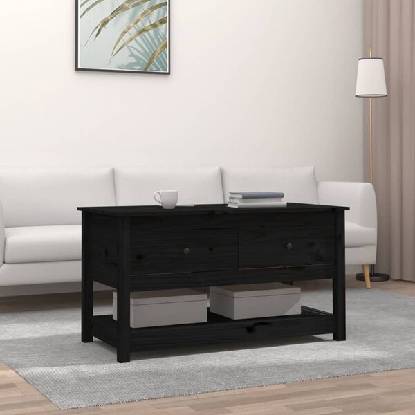 vidaXL Coffee Table Black 102x49x55 cm Solid Wood Pine
