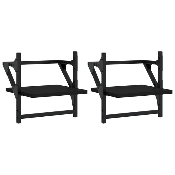 vidaXL Wall Shelves with Bars 2 pcs Black 30x25x30 cm