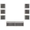vidaXL 8 Piece TV Wall Units with LED Grey Sonoma Engineered Wood