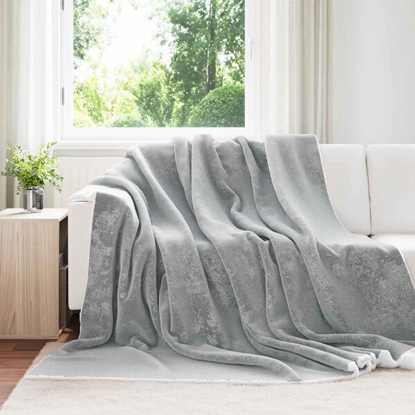 vidaXL Throw Blanket Grey 220 x 240 cm Fleece