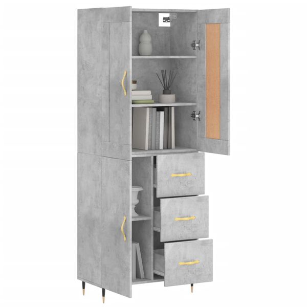 vidaXL Highboard Concrete Grey 69.5x34x180 cm Engineered Wood