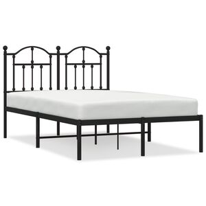 vidaXL Metal Bed Frame without Mattress with Headboard Black 120x190cm