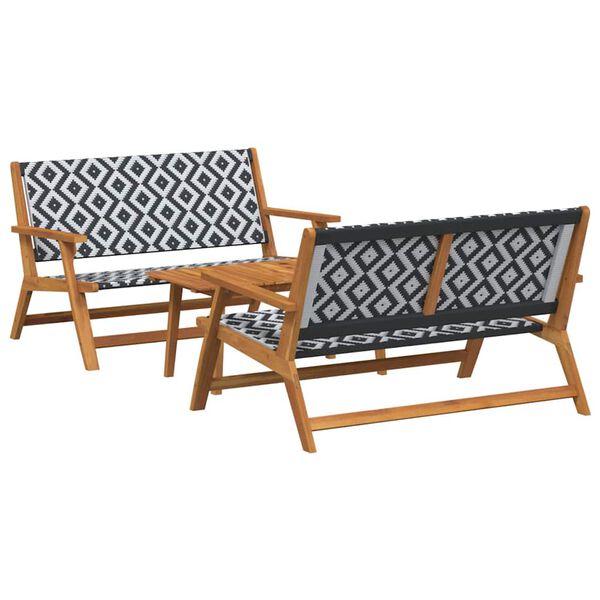 vidaXL Garden Chairs with Table 3 pcs Black 90 x 45 x 40 cm