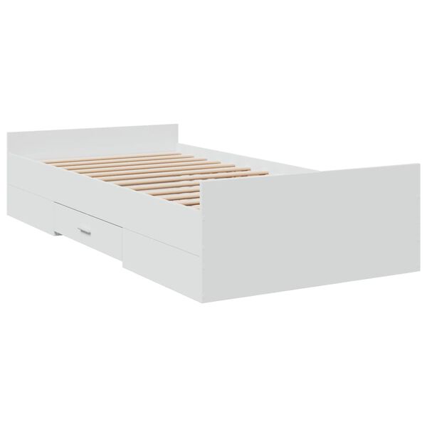vidaXL Bed Frame with Drawers without Mattress White 90x190 cm Single