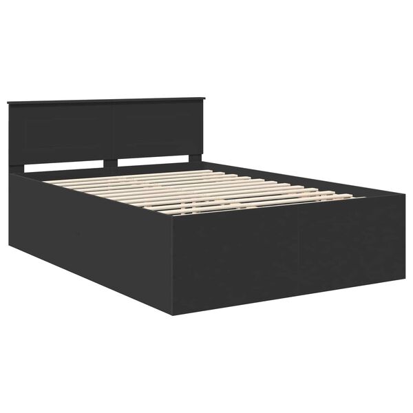 vidaXL Bed Frame with Headboard Black 160 x 200 cm Engineered Wood