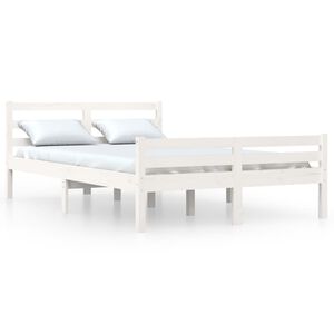vidaXL Bed Frame without Mattress White Solid Wood 150x200 cm King Size King Size