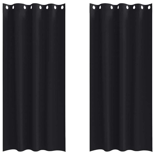 vidaXL Blackout Curtains with Rings 2 pcs Black 225 x 140 cm Polyester