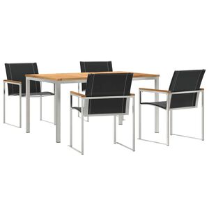 vidaXL Garden Dining Set 5 pcs Solid Acacia Wood and Stainless Steel