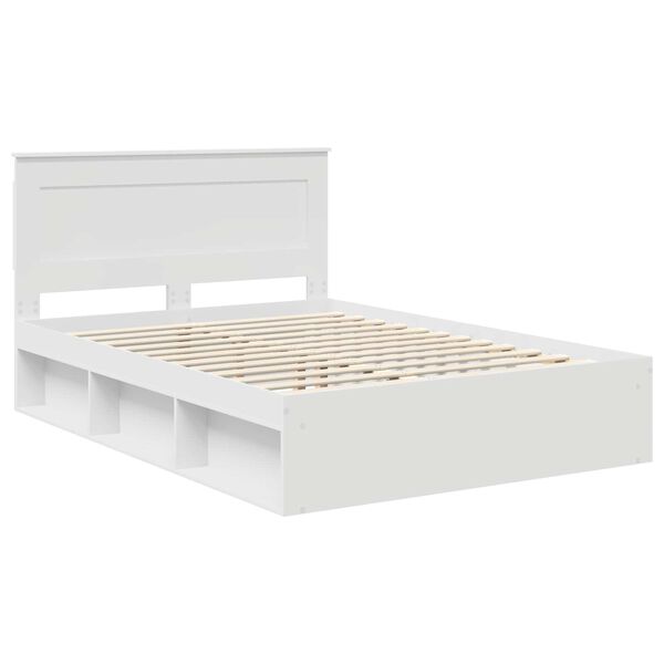 vidaXL Bed Frame with Headboard White 160 x 200 cm Solid Pine Wood