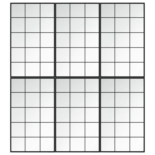 vidaXL Wall Mirrors 6 pcs Black 100x60 cm Metal